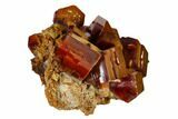Red & Tan Vanadinite Crystal Cluster With Druzy Quartz - Morocco #116753-2